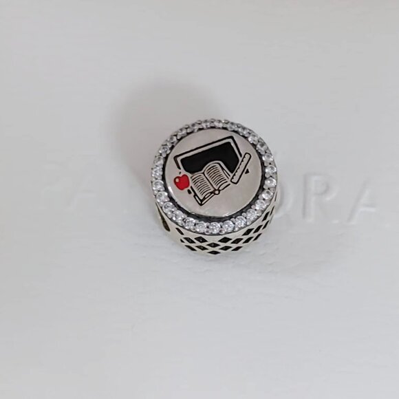 Pandora Teacher Textbook and Chalkboard Exclusive Bead Charm S925 Silver - Picture 5 of 5